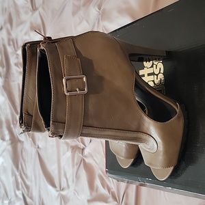 Taupe Peep Toe Bootie